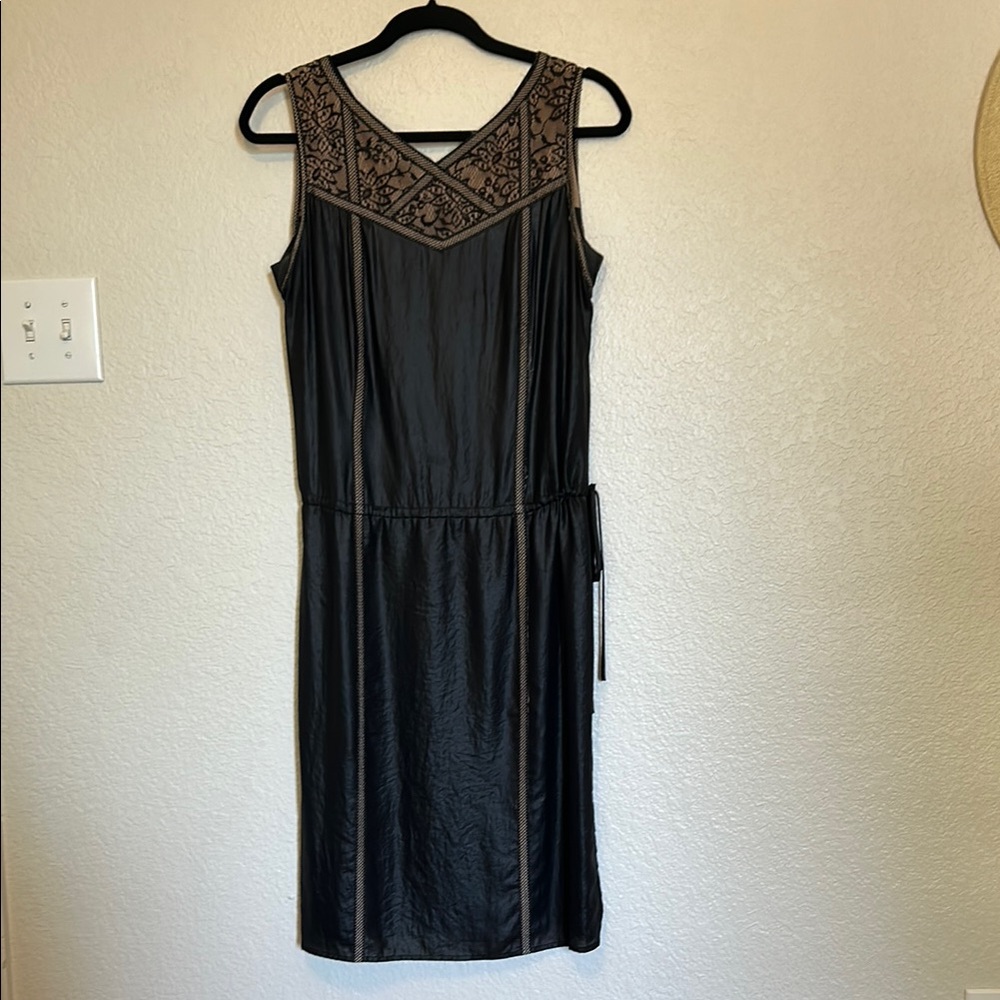 BCBGMaxAzria Black Embellished V-Neck Sheath Dress